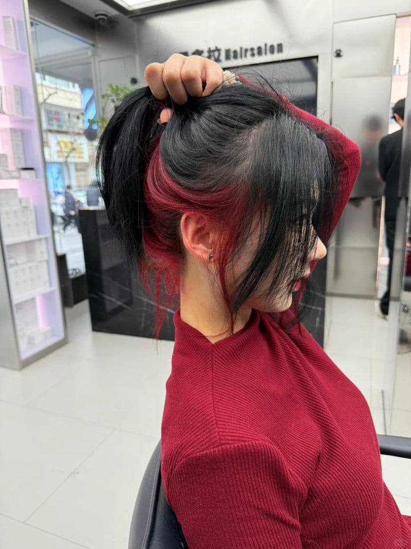 Tóc đỏ cherry nhuộm balayage Tóc đỏ cherry nhuộm balayage