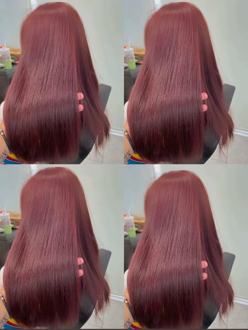 Tóc đỏ cherry nhuộm tone-on-tone Tóc đỏ cherry nhuộm tone-on-tone