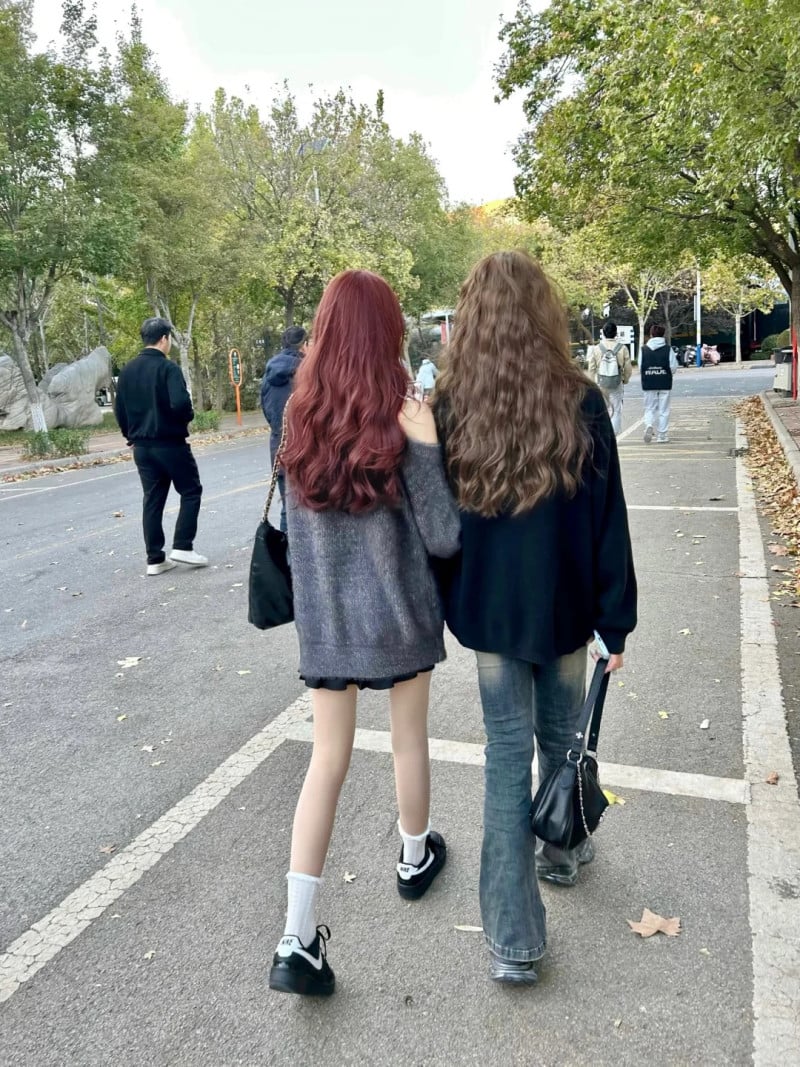 Tóc đỏ cherry phai màu nâu đỏ Tóc đỏ cherry phai màu nâu đỏ